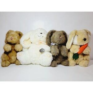 Vintage Plush Toys Vons The Old Classies By Fine Toy Lot Of 4 Rabbits Made Korea